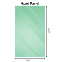 110x70cm Corner Frameless Shower Screen with White Brackets and Brass Hinges, Round Handle thumbnail