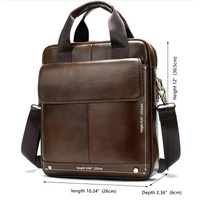 Light Brown Men's Genuine Leather Shoulder Bag - Vintage Business Briefcase thumbnail
