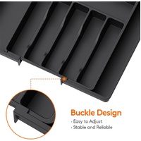 White Adjustable Polypropylene Kitchen Drawer Organizer - 8 Compartments, Large Capacity, Easy to Clean thumbnail