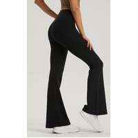 Blue High-Waisted Lycra Yoga Bell-Bottom Pants for Women - Tummy Control & Butt Lifting thumbnail