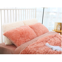 Claret Faux Fur Pillowcase Set - Crystal Velvet Plush Throw Pillow Covers, Bedding Accent (50x70cm, Pair) thumbnail