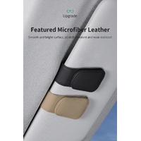 2 Pcs Wine Red PU Leather Car Visor Sunglasses Holder - Multi-Functional Clip for Glasses, Cards & Tickets, 9.5x4.5cm thumbnail