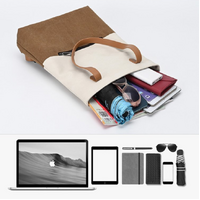 Beige And Brown Canvas Tote Bag for Women - Multi-Use Shoulder Handbag & Backpack, Large Capacity, 30x10x40cm thumbnail
