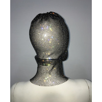 Black Glitter Rhinestone Face Balaclava - Trendy Music Festival Head Cover, 37cm thumbnail