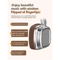 Silver Compact Retro Headphones - Wireless Bluetooth, Deep Bass, Immersive Sound thumbnail