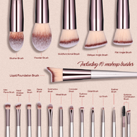 Beige 18-Piece Makeup Brush Set - Professional Synthetic Fiber Brushes with Wooden Handles for Flawless Beauty thumbnail