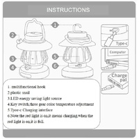 Pink Retro Snail Night Light - Portable Rechargeable Camping Lantern with Hook, 3-Color Dimming thumbnail