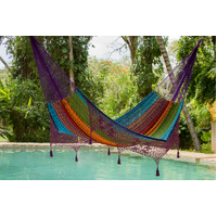 Outdoor undercover cotton Mayan Legacy hammock with hand crocheted tassels King Size Colorina thumbnail