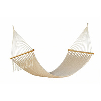 Mayan Legacy Queen Size Outdoor Cotton Mexican Resort Hammock With Fringe in Cream Colour thumbnail