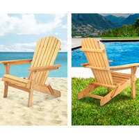 Gardeon Adirondack Outdoor Chairs Wooden Beach Chair Patio Furniture Garden Natural thumbnail