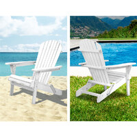 Gardeon Adirondack Outdoor Chairs Wooden Foldable Beach Chair Patio Furniture White thumbnail