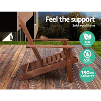 Gardeon Adirondack Outdoor Chairs Wooden Beach Chair Patio Furniture Garden Brown thumbnail