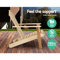 Gardeon Adirondack Outdoor Chairs Wooden Beach Chair Patio Furniture Garden Natural thumbnail