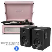 CROSLEY Crosley Voyager Bluetooth Portable Turntable - Amethyst + Bundled Majority D40 Bluetooth Speakers - Black thumbnail