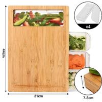 Large Bamboo Cutting Board and 4 Containers with Mobile Holder gift included for Home Kitchen thumbnail