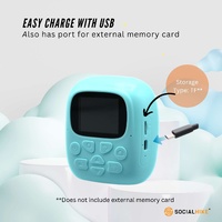 Kids Rechargeable Instant Print Camera Blue - Digital Thermal Photo Video MP3 thumbnail