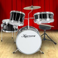 Karrera Children's 4pc Drum Kit - Black thumbnail