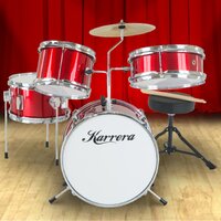 Karrera Children's 4pc Drum Kit - Red thumbnail