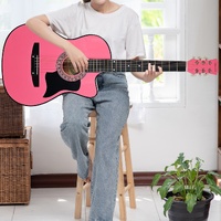 Karrera 38in Cutaway Acoustic Guitar with guitar bag - Pink thumbnail
