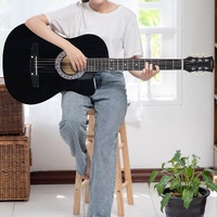 Karrera 38in Pro Cutaway Acoustic Guitar with Carry Bag - Black thumbnail