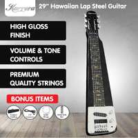 Karrera 29in 6-String Lap Steel Hawaiian Guitar - Black thumbnail