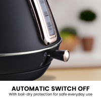 Pronti Rose Trim Collection Toaster & Kettle Bundle - Black thumbnail