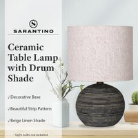 Sarantino Ceramic Table Lamp With Striped Pattern In Antique Black thumbnail