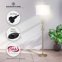 Sarantino Brushed Gold Height-Adjustable Metal Floor Lamp thumbnail