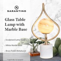 Sarantino Sculptural Orange Glass Table Lamp With White Marble Base thumbnail