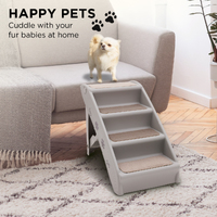 Furtastic Foldable Pet Stairs in Grey - 50cm Dog Ladder Cat Ramp with Non-Slip Mat for Indoor and Outdoor Use thumbnail