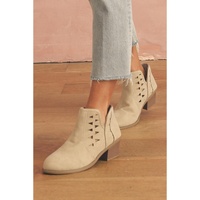 Parchment Cut Out Suede Pointed Toe Heeled Ankle Boots - 37 EU thumbnail