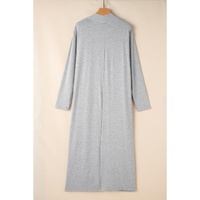 Light Grey Split Long Cardigan and Skinny Pants Lounge Set - L thumbnail