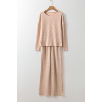 Parchment Textured Long Sleeve T Shirt and Pants Lounge Set - 2XL thumbnail