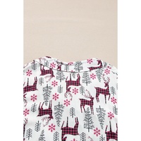 White Christmas Printed Shirt and Pants Pajama Set - L thumbnail