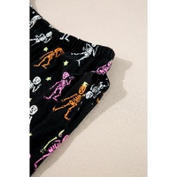 Black Halloween Pattern Short Sleeve Shirt Pajama Set - L thumbnail