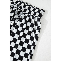Black Checkered Print Long Sleeve Top and Pants Lounge Set - S thumbnail