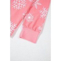 Pink Christmas Snowflake Print Two Piece Loungewear - M thumbnail