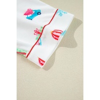 White Christmas Print Short Sleeve Shirt and Shorts Pajama Set - L thumbnail