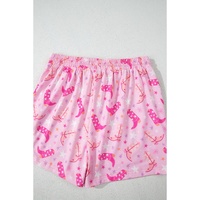 Pink Western Boots Printed Short 2pcs Lounge Set - S thumbnail