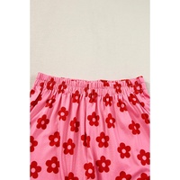 Rose Floral Print Crop Tee and Shorts Lounge Set - L thumbnail