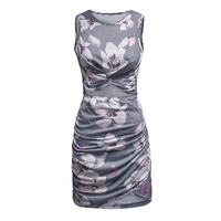 Floral Print Hollow Out Wrap Tie Mini Dress - L thumbnail