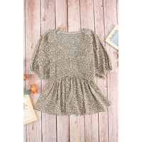 Azura Exchange Puff Sleeve Smocked Top with Floral Print - 2XL thumbnail