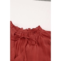 Azura Exchange Tiered Ruffled Drawstring V Neck Top - S thumbnail