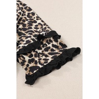Azura Exchange Leopard Patchwork Ruffled Sleeve Top - S thumbnail