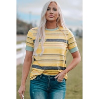 Azura Exchange Luxury Striped Crew Neck T-Shirt - L thumbnail