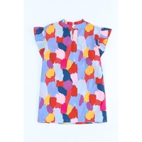 Azura Exchange Ruffle Cap Sleeve Frill Mock Neck Printed Top - L thumbnail