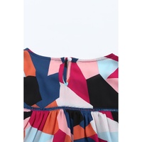 Azura Exchange Ruffled Puff Sleeve Abstract Pattern Blouse - S thumbnail