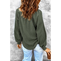 Azura Exchange Puff Sleeve Waffle Knit Top - S thumbnail