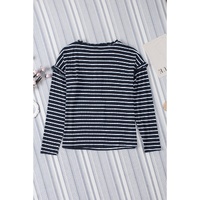 Azura Exchange Ruffled Striped Print Buttoned Top - M thumbnail