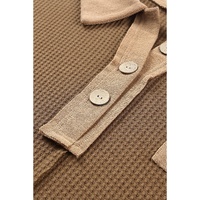 Azura Exchange Buttoned Waffle Knit Long Sleeve Top - L thumbnail